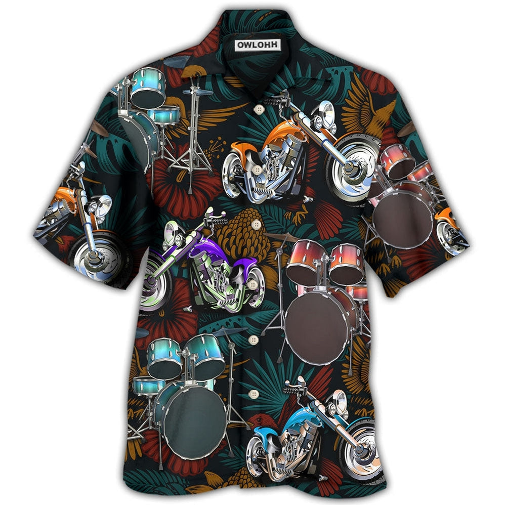 Hawaiian Shirt / Adults / S Drum I Like Drums And Motorcycles - Hawaiian Shirt 