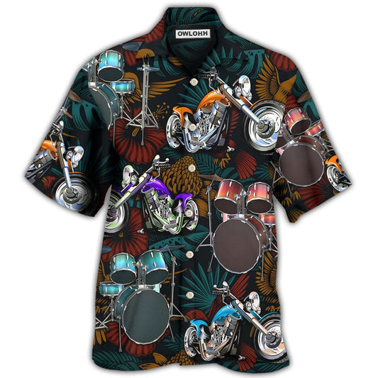 Hawaiian Shirt / Adults / S Drum I Like Drums And Motorcycles - Hawaiian Shirt 
