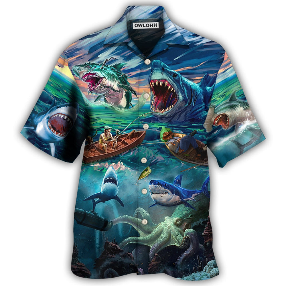 Hawaiian Shirt / Adults / S Fishing Shark Crazy Art Style - Hawaiian Shirt 