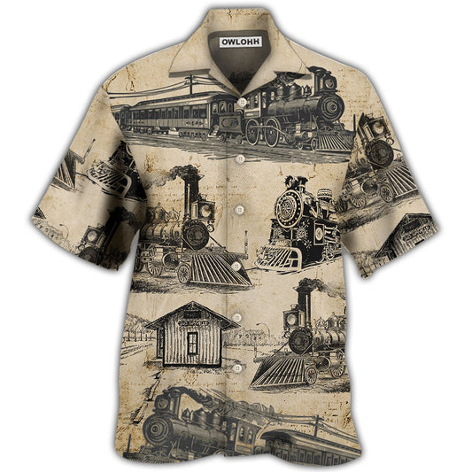 Hawaiian Shirt / Adults / S Train Vintage Art Sketch - Hawaiian Shirt 