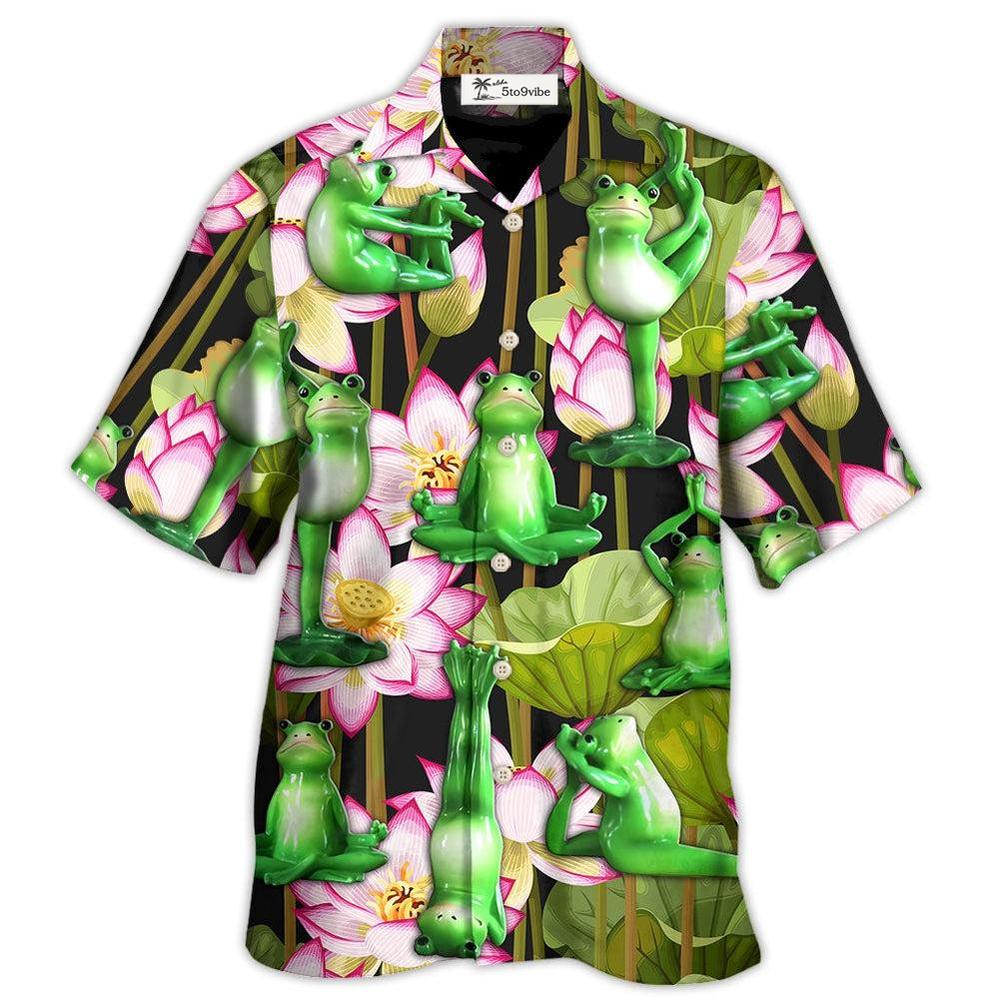 Hawaiian Shirt / Adults / S Yoga Frog And Lotus Tropical - Hawaiian Shirt 