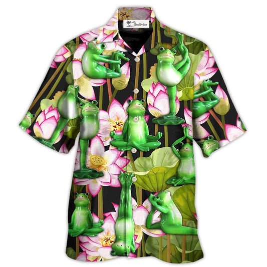 Hawaiian Shirt / Adults / S Yoga Frog And Lotus Tropical - Hawaiian Shirt 