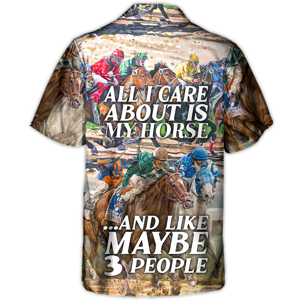 Montar a Caballo Todo lo que me Importa es mi Caballo y Quizás 3 Personas Estilo Asombroso - Camisa Hawaiana Unisex para Hombres y Mujeres