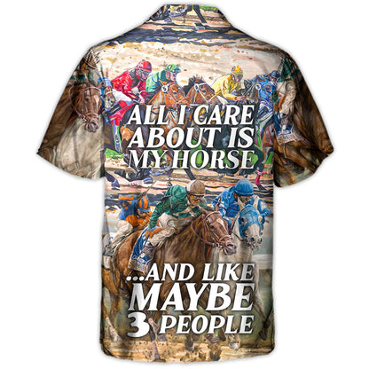 Montar a Caballo Todo lo que me Importa es mi Caballo y Quizás 3 Personas Estilo Asombroso - Camisa Hawaiana Unisex para Hombres y Mujeres