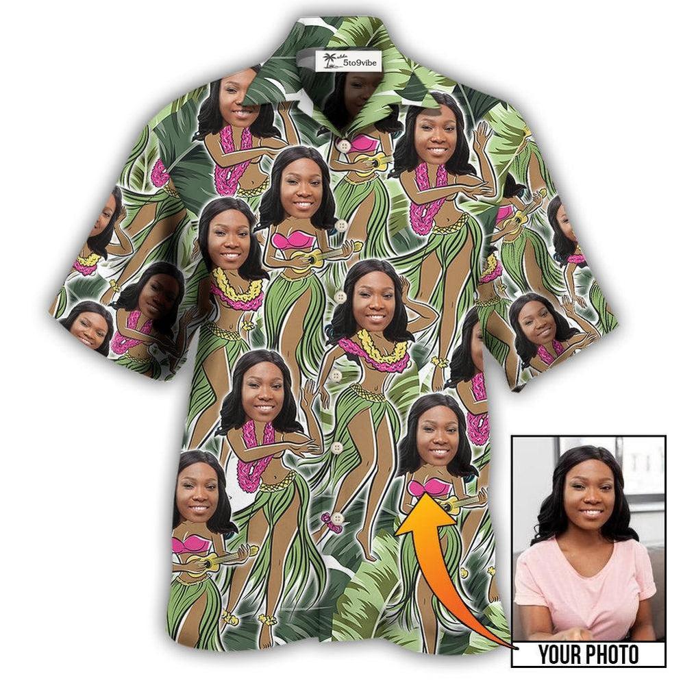 Hawaiian Shirt / Adults / S Black Woman Face Amazing Tropical Leaves Custom Photo - Hawaiian Shirt 