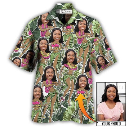 Hawaiian Shirt / Adults / S Black Woman Face Amazing Tropical Leaves Custom Photo - Hawaiian Shirt 