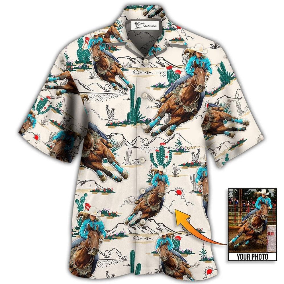 Hawaiian Shirt / Adults / S Cowboy Barrel Racing Tropical Desert Custom Photo - Hawaiian Shirt 