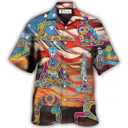 Hawaiian Shirt / Adults / S Yoga Independence Day Yoga Pose - Hawaiian Shirt 