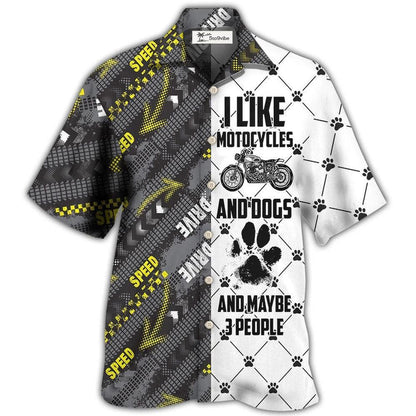 Hawaiian Shirt / Adults / S Motorcycles I Like Motocycles And Dogs - Hawaiian Shirt 
