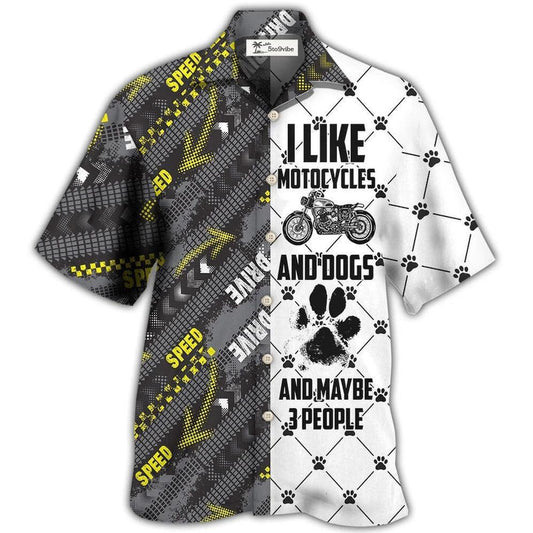 Hawaiian Shirt / Adults / S Motorcycles I Like Motocycles And Dogs - Hawaiian Shirt 