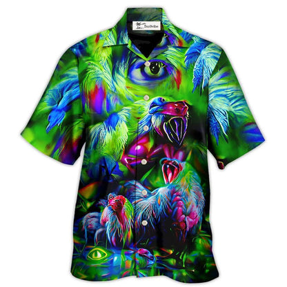 Hawaiian Shirt / Adults / S Chicken A Crowing Rooster Funny Neon - Hawaiian Shirt 