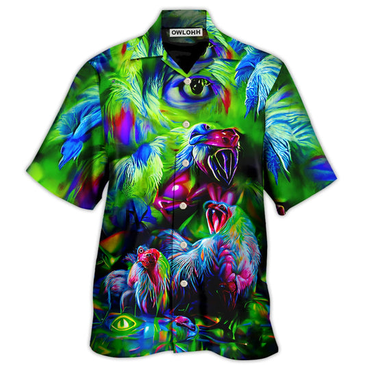Hawaiian Shirt / Adults / S Chicken A Crowing Rooster Funny Neon - Hawaiian Shirt 