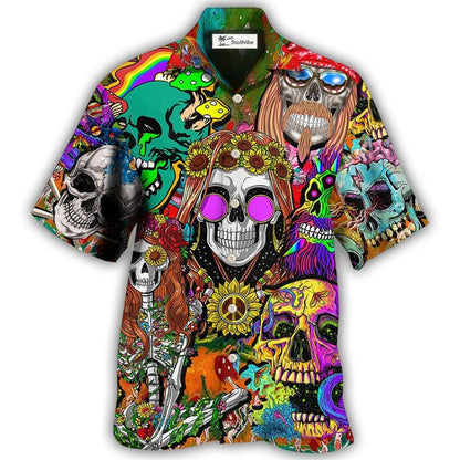 Hawaiian Shirt / Adults / S Hippie Skull Colorful Cool Style - Hawaiian Shirt 