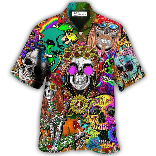 Hawaiian Shirt / Adults / S Hippie Skull Colorful Cool Style - Hawaiian Shirt 