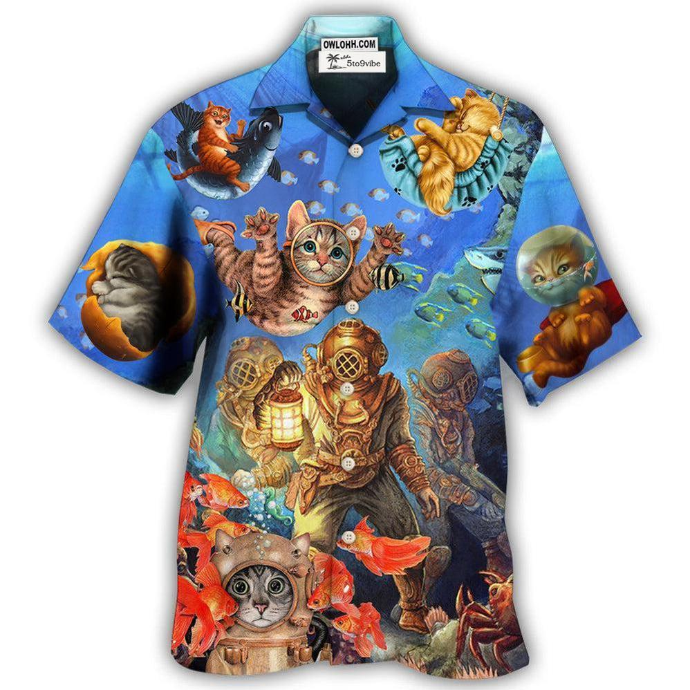 Hawaiian Shirt / Adults / S Diving Cat Under The Sea Art Style - Hawaiian Shirt 