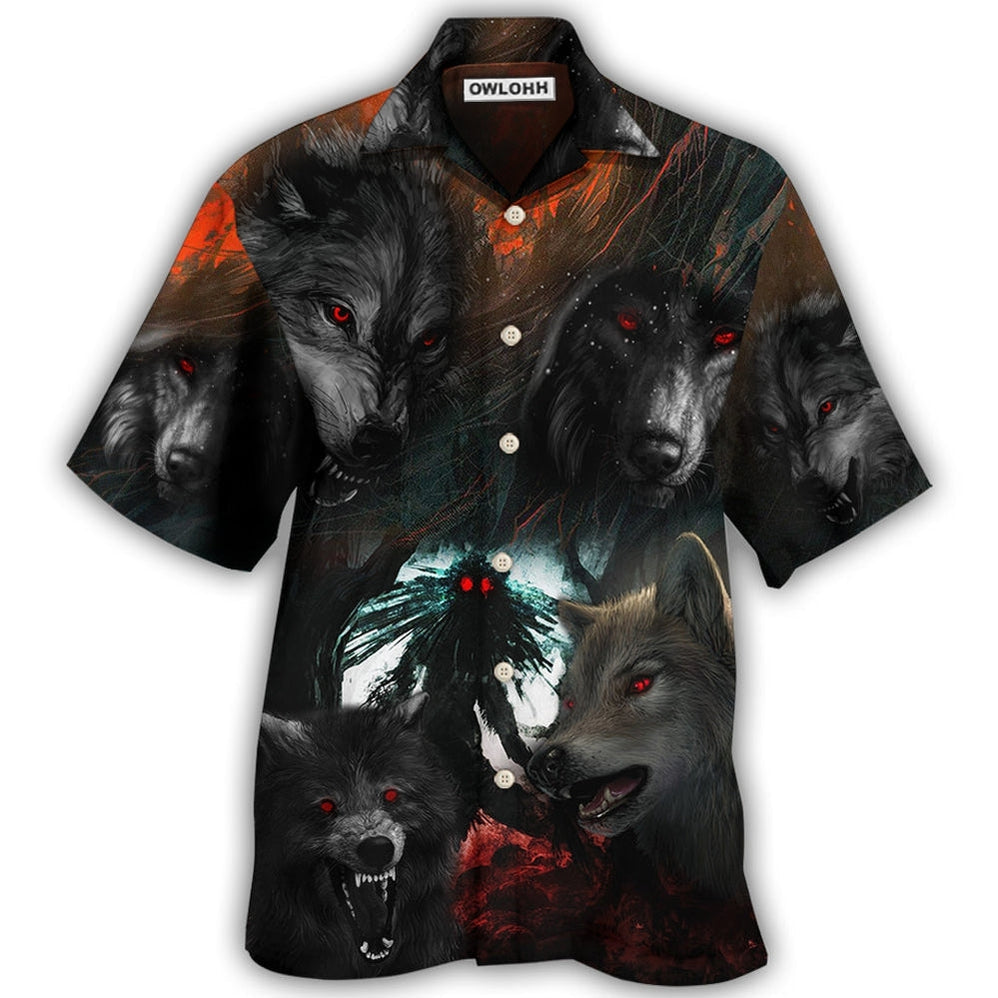 Hawaiian Shirt / Adults / S Halloween Black Wolf In The Dark - Hawaiian Shirt 