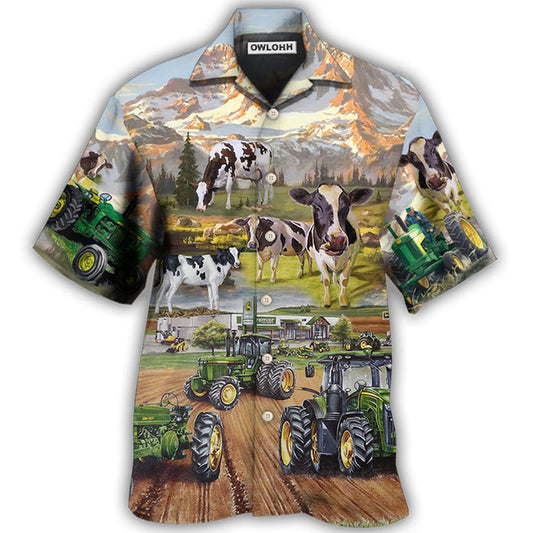 Hawaiian Shirt / Adults / S Tractor And Cow Farm Lover - Hawaiian Shirt 
