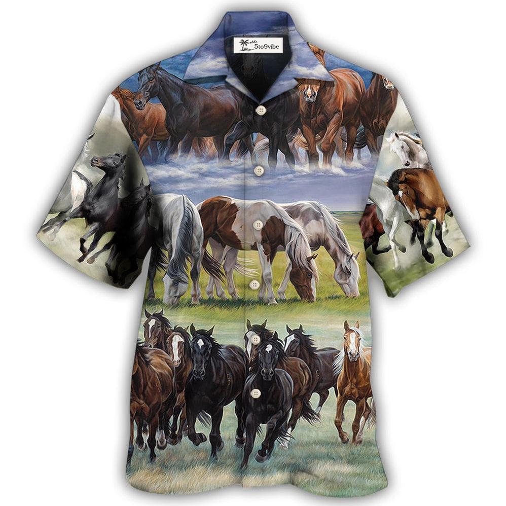 Hawaiian Shirt / Adults / S Horse Running Cool Painting Style - Hawaiian Shirt 