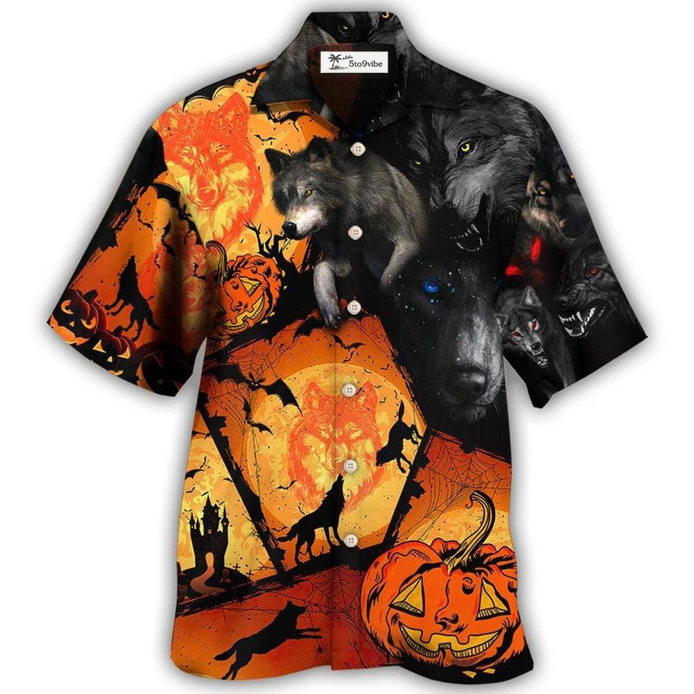 Hawaiian Shirt / Adults / S Halloween Wolf Pumpkin Scary - Hawaiian Shirt 