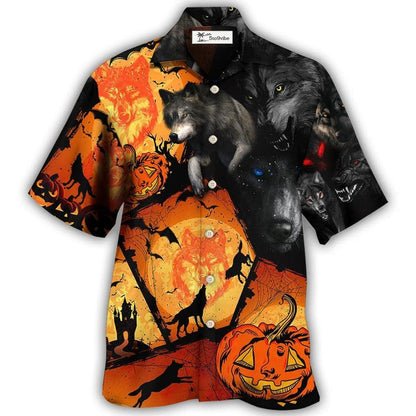 Hawaiian Shirt / Adults / S Halloween Wolf Pumpkin Scary - Hawaiian Shirt 