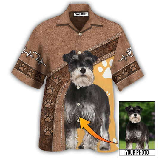 Schnauzer / Adults / S Dog Paw Brown Style Classic Custom Photo Personalized - Hawaiian Shirt 