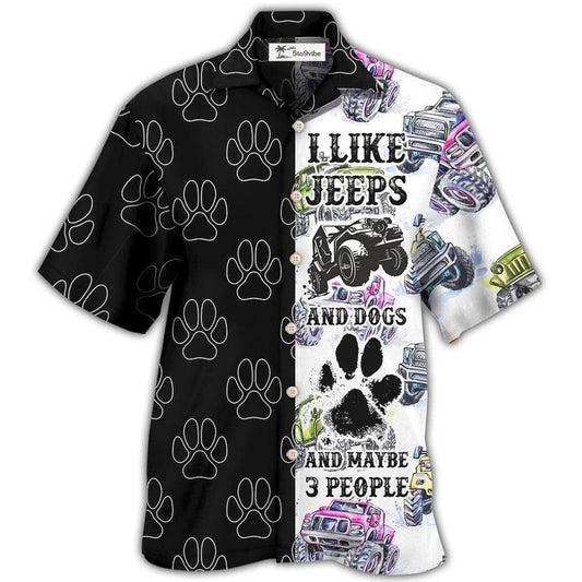Hawaiian Shirt / Adults / S Jeeps I Like Jeeps And Dogs - Hawaiian Shirt 
