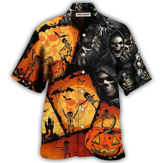 Hawaiian Shirt / Adults / S Halloween Skull Pumpkin Scary - Hawaiian Shirt 