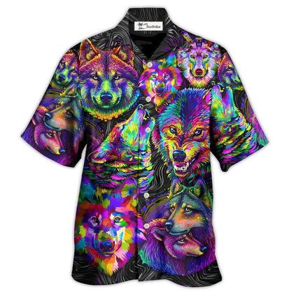 Hawaiian Shirt / Adults / S Wolf Neon Colorful Art - Hawaiian Shirt 