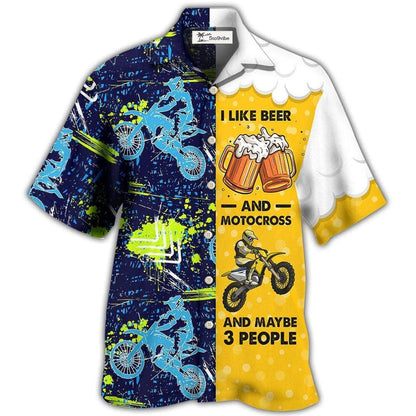 Hawaiian Shirt / Adults / S Beer I Like Beer And Motocross - Hawaiian Shirt 