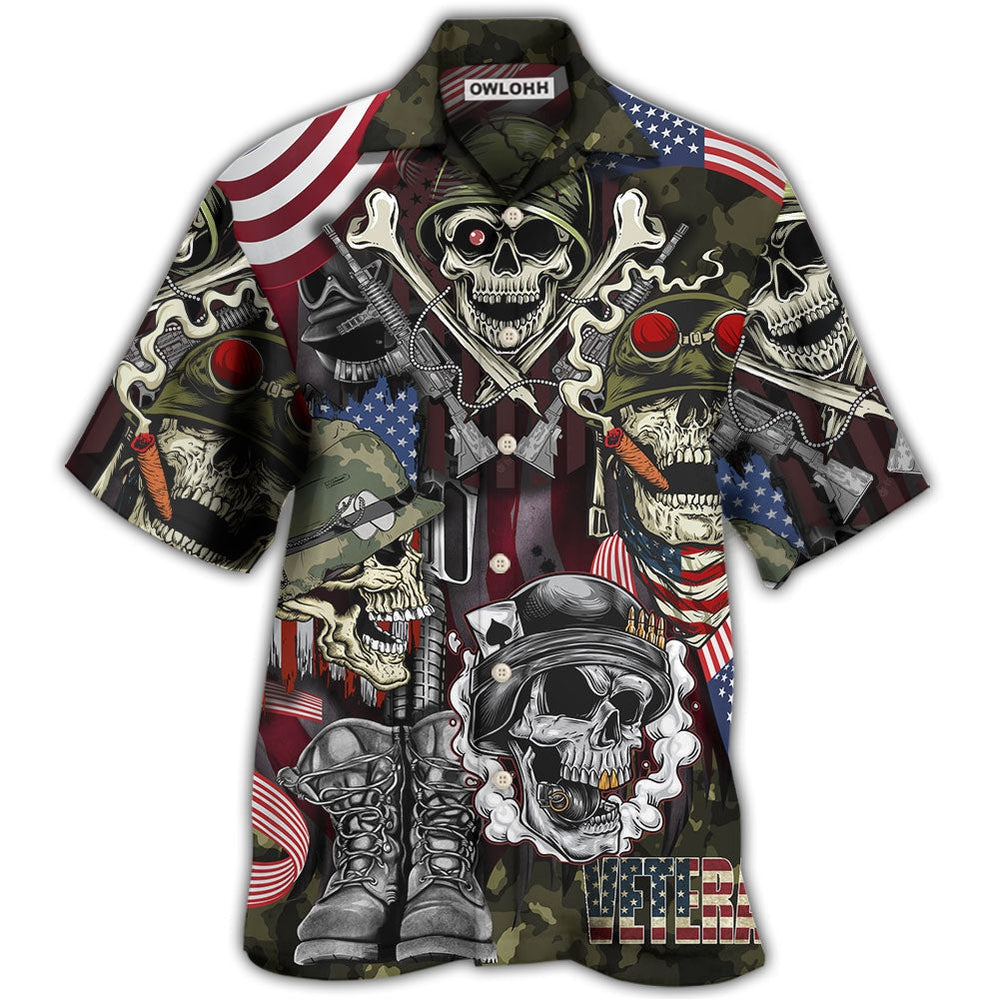 Hawaiian Shirt / Adults / S Veteran Skull War Art - Hawaiian Shirt 