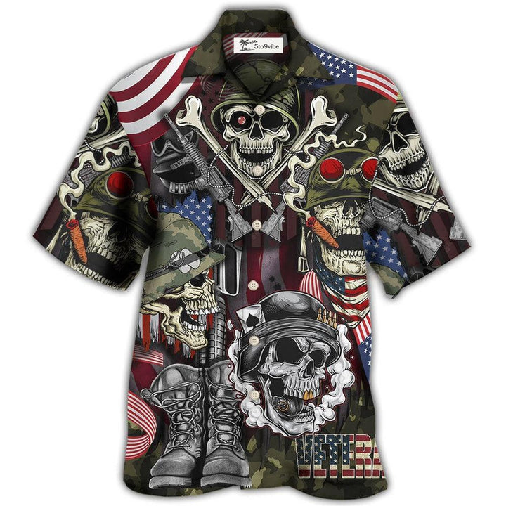 Hawaiian Shirt / Adults / S Veteran Skull War Art - Hawaiian Shirt 