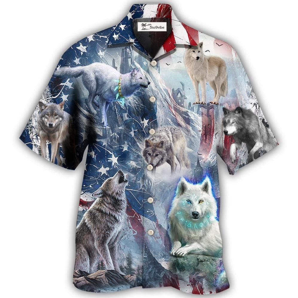 Hawaiian Shirt / Adults / S Wolf Independence Day Snow Mountain - Hawaiian Shirt 