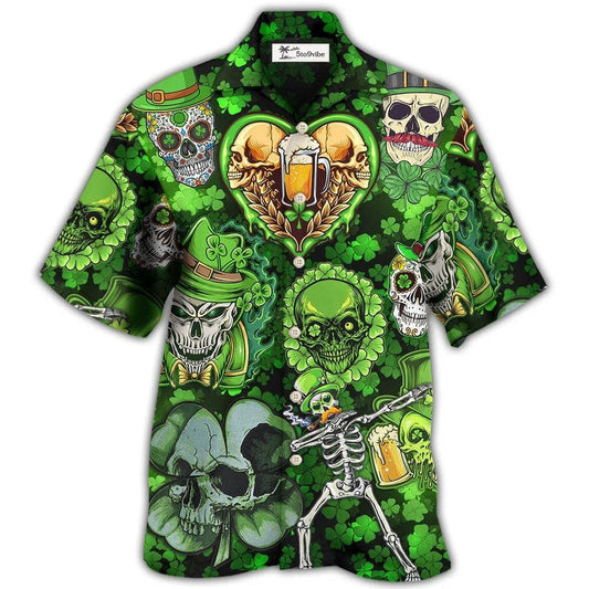 Hawaiian Shirt / Adults / S Skull St Patricks Day Art - Hawaiian Shirt 
