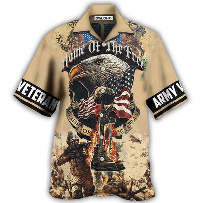 Hawaiian Shirt / Adults / S Veteran Army America Home Of The Free Because Of The Brave - Hawaiian Shirt 