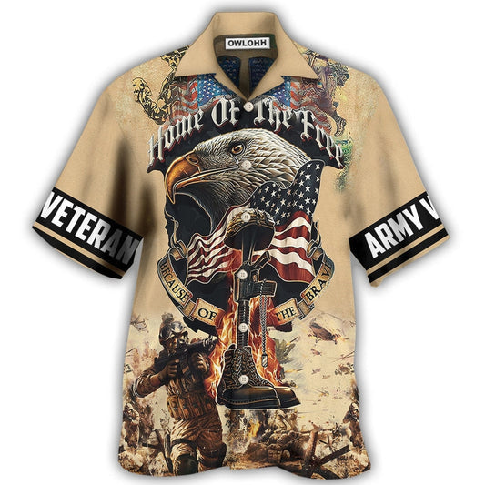 Hawaiian Shirt / Adults / S Veteran Army America Home Of The Free Because Of The Brave - Hawaiian Shirt 