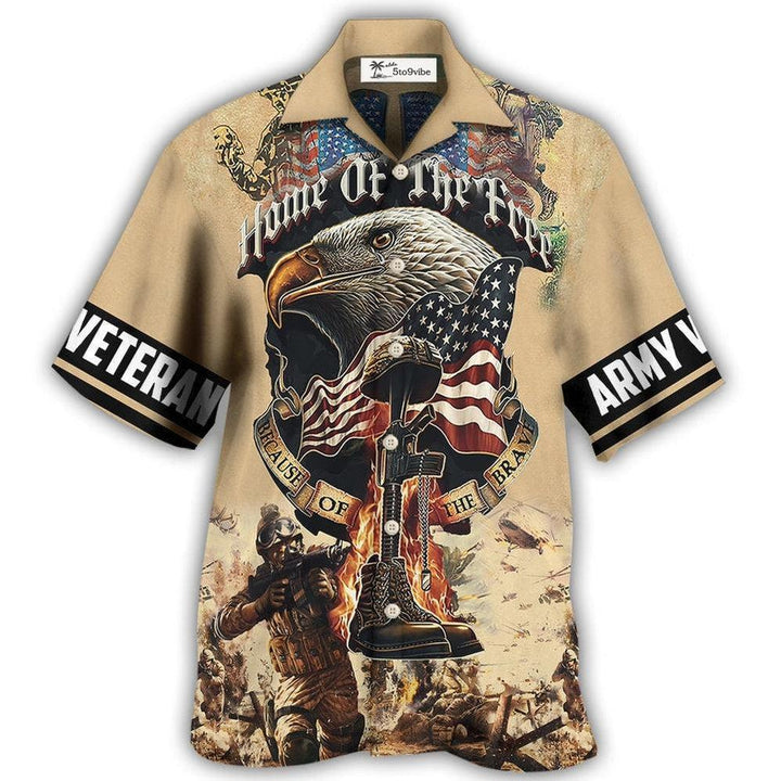 Hawaiian Shirt / Adults / S Veteran Army America Home Of The Free Because Of The Brave - Hawaiian Shirt 