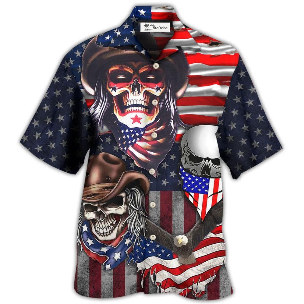 Hawaiian Shirt / Adults / S Skull Independence Day Cowboy Skull US - Hawaiian Shirt 