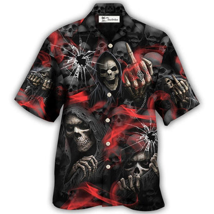 Hawaiian Shirt / Adults / S Skull Dark Red Smoke - Hawaiian Shirt 