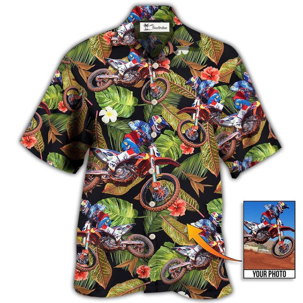 Hawaiian Shirt / Adults / S Motocross Tropical Flower Custom Photo - Hawaiian Shirt 