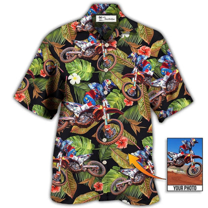 Hawaiian Shirt / Adults / S Motocross Tropical Flower Custom Photo - Hawaiian Shirt 