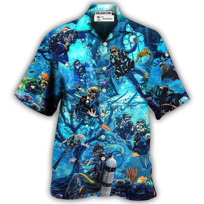 Hawaiian Shirt / Adults / S Diving Under The Sea Art Style - Hawaiian Shirt 