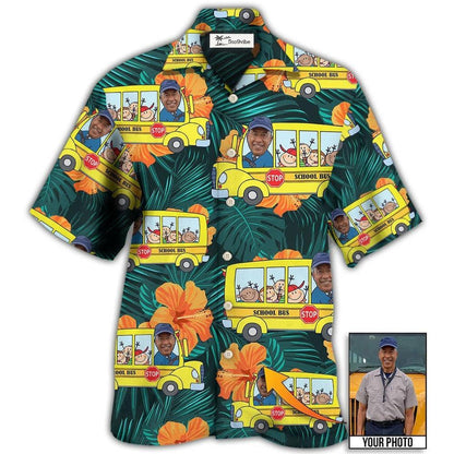 Hawaiian Shirt / Adults / S School Bus Driver Tropical Custom Photo - Hawaiian Shirt 