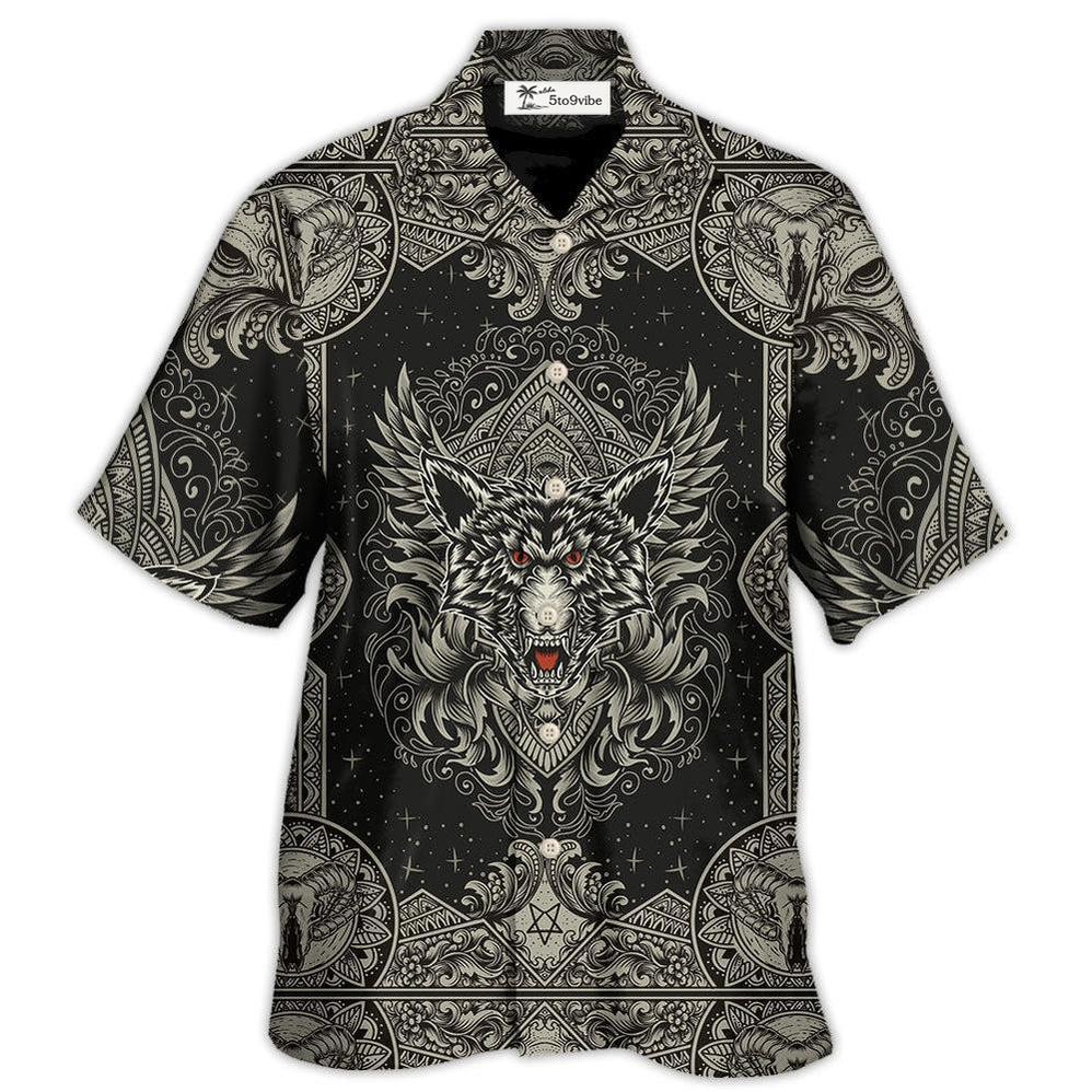 Hawaiian Shirt / Adults / S Wolf Art Line Darkness - Hawaiian Shirt 