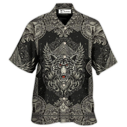 Hawaiian Shirt / Adults / S Wolf Art Line Darkness - Hawaiian Shirt 