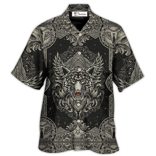 Hawaiian Shirt / Adults / S Wolf Art Line Darkness - Hawaiian Shirt 