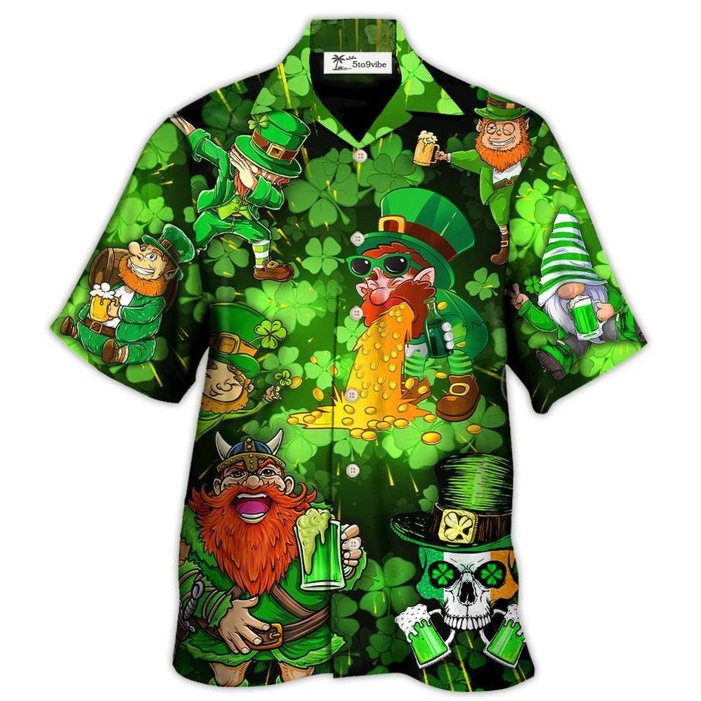 Hawaiian Shirt / Adults / S Irish Beer St Patrick's Day Viking Skull Leprechaun Gnome - Hawaiian Shirt 