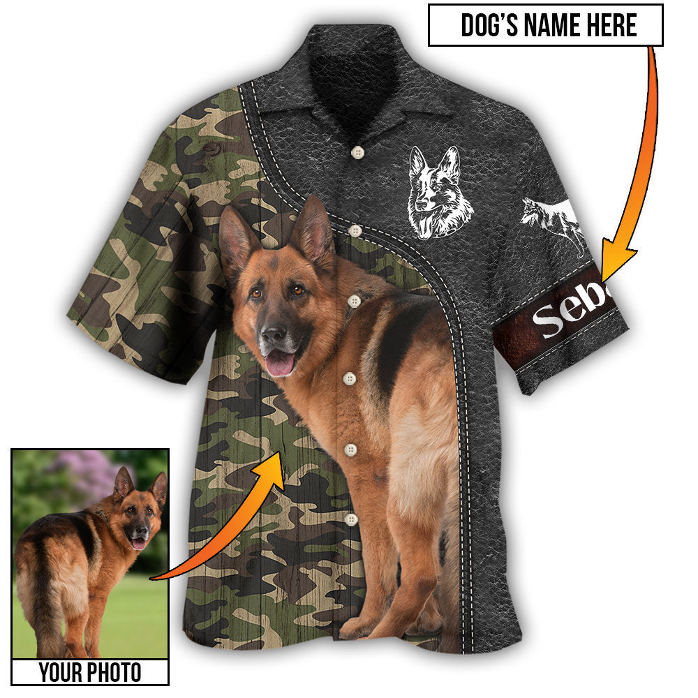 Camouflage / Adults / S German Shepherd My Lovely Dog Custom Photo Personalized - Hawaiian Shirt 