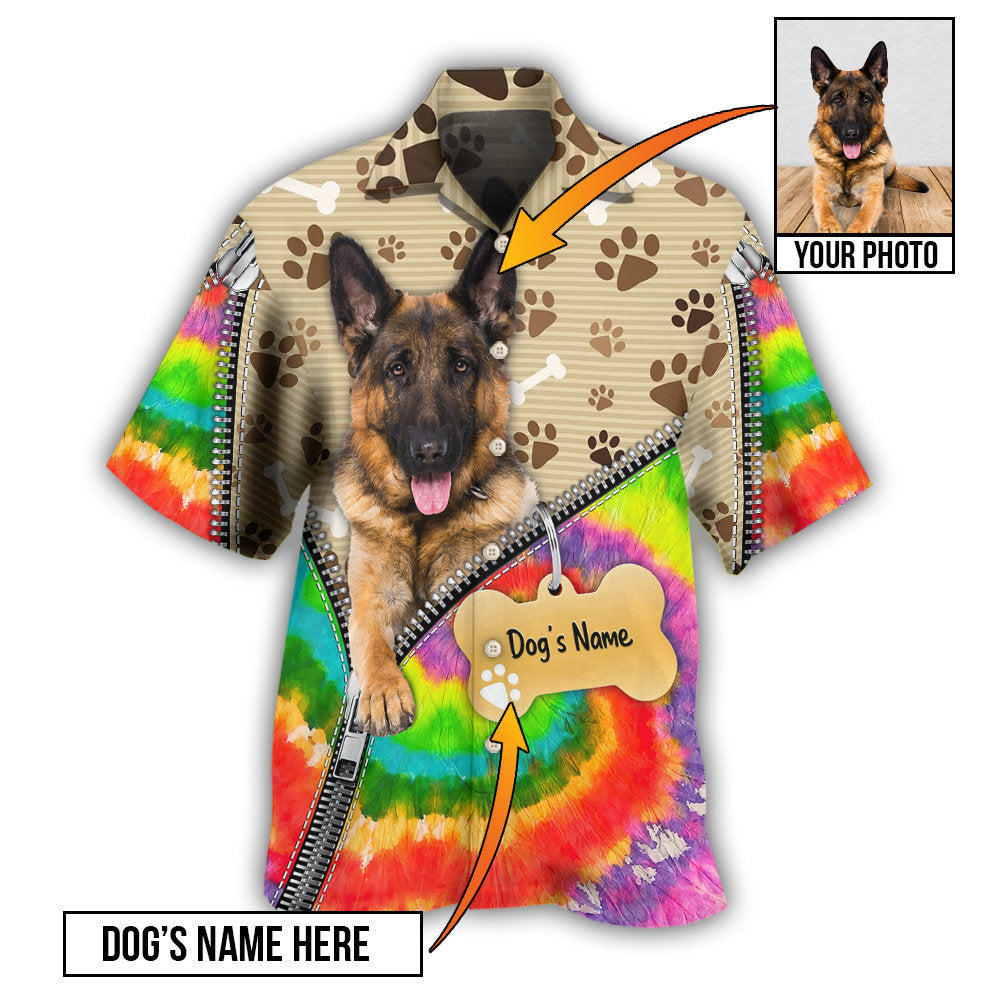 Hippie / Adults / S German Shepherd Dog Various Style Custom Photo Personalized - Hawaiian Shirt 