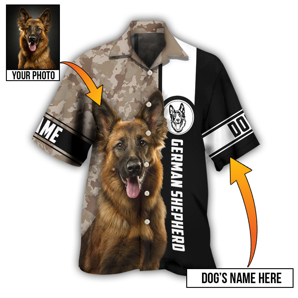 Brown Camouflage / Adults / S German Shepherd My Lovely Dog Custom Photo Personalized - Hawaiian Shirt 