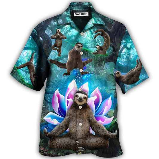 Hawaiian Shirt / Adults / S Sloth Yoga Pose On the Forest Lotus Flower - Hawaiian Shirt 